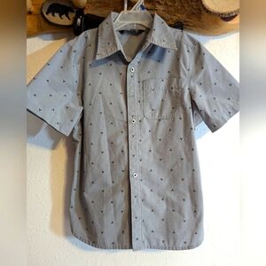 The North Face Boy’s Gray Teepee Button Down Short Sleeve Shirt Size Med…